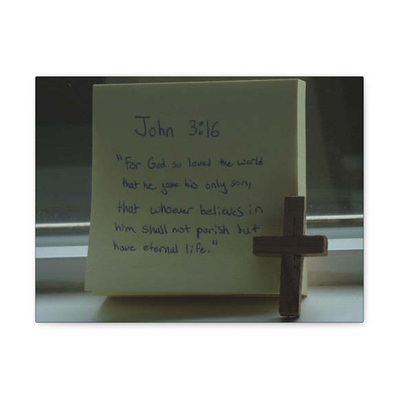 Scripture Sign Have Eternal Life John 3:16 Cross Bible Verse Canvas Christian W - Picture 2 of 2